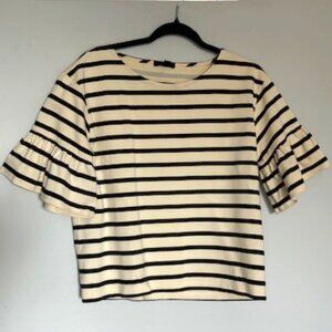J. CREW I Striped Ruffle Sleeved Blouse I Small